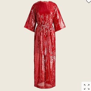 J Crew red sequin midi dress